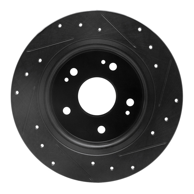Honda Accord Brake Rotor (1) - Rear Left - R1 Concepts - Drilled & Slotted - Black - `16-`25